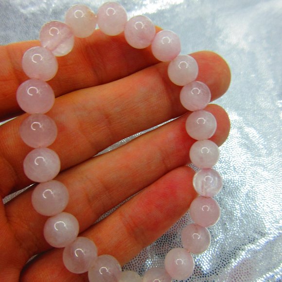 Rose Quartz 8mm Round 7" Stretchy Gemstone Bracelet - Picture 1 of 3